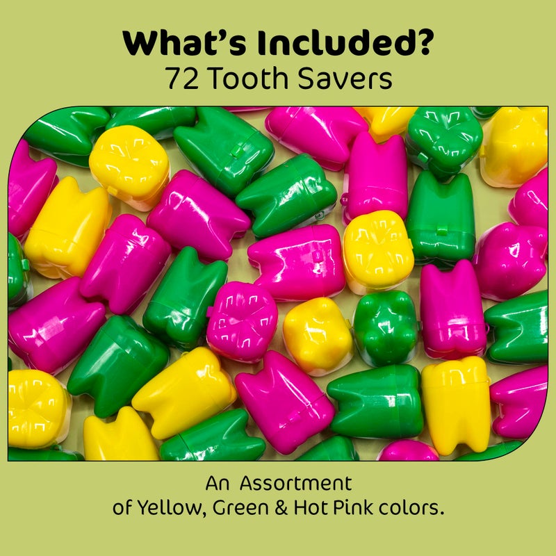 Srenta 1.25" Neon Tooth Saver, Rainbow Tooth Holders Case Dentist Office, Portable Tooth Container For kids, 72 Pcs - Image 2